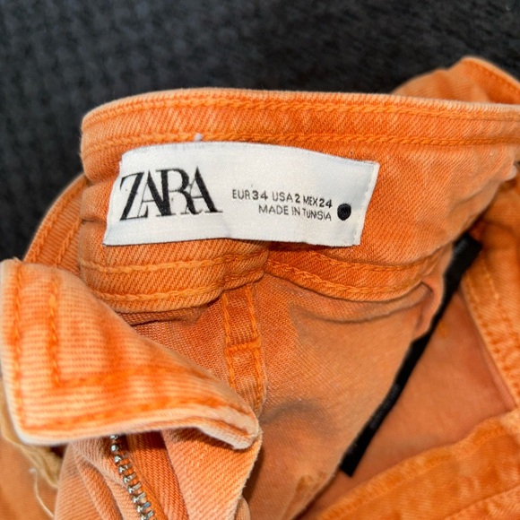 Zara Orange Frayed Jeans size 2 - Picture 3 of 3